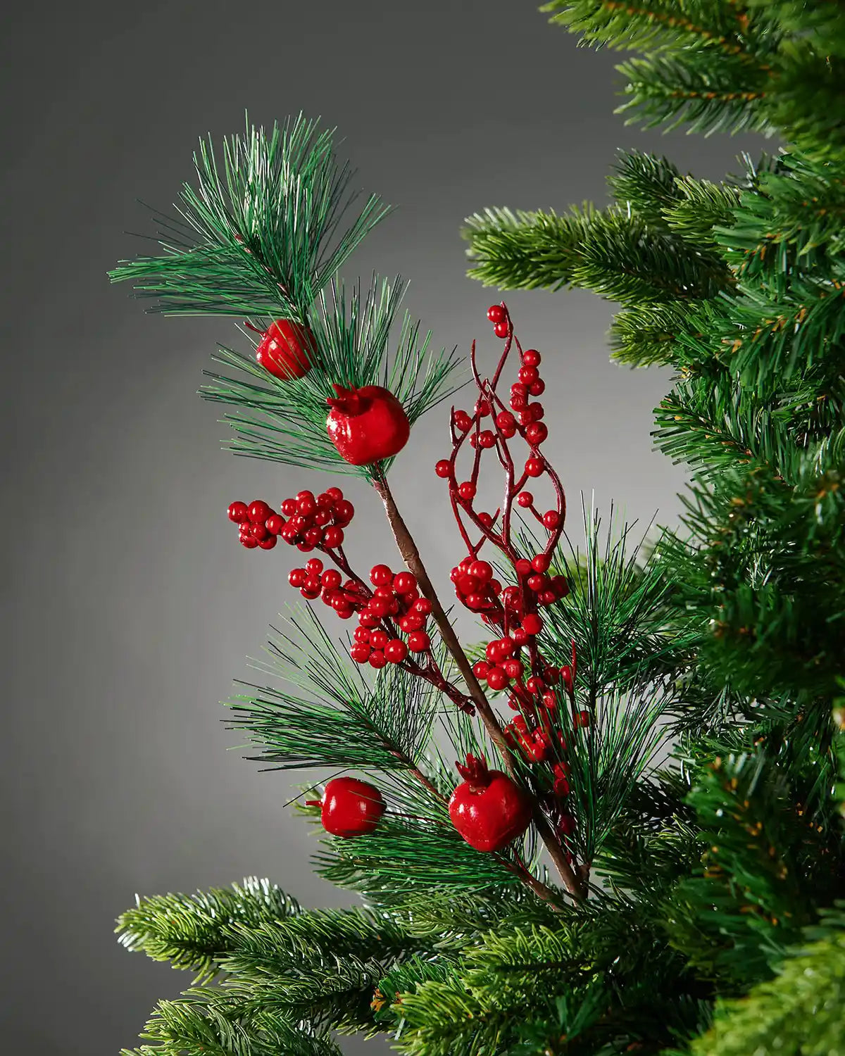 66 cm red artificial berries tree pick styled in a Christmas tree
