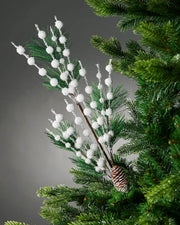 66 cm white artificial berries and pine cone pick styled in a Christmas tree