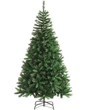 6 ft mixed pine artificial Christmas tree with dark Green metal stand on a white background