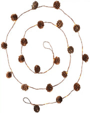 6 ft pre-lit pinecone light string on a white background