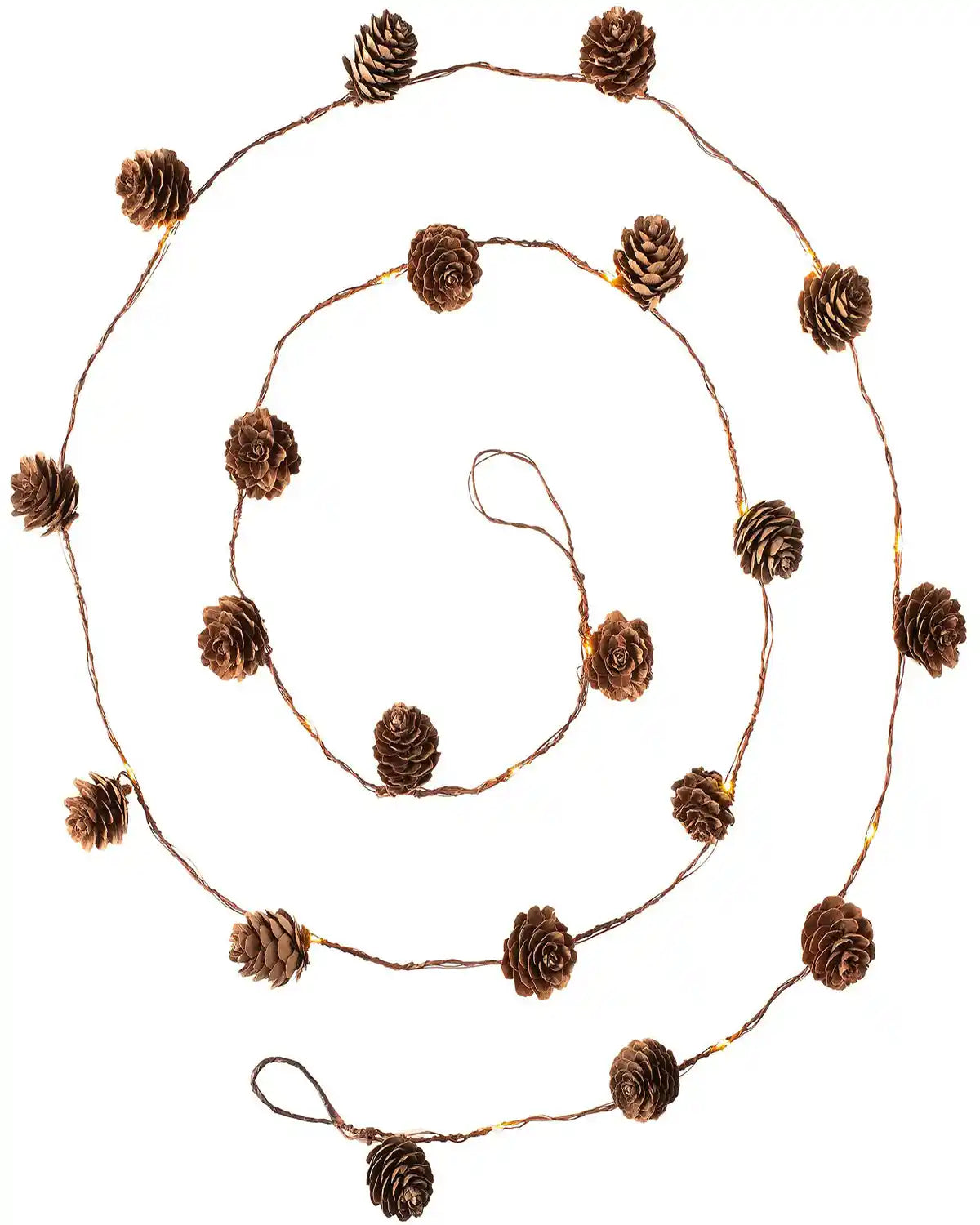 6 ft pre-lit pinecone light string on a white background