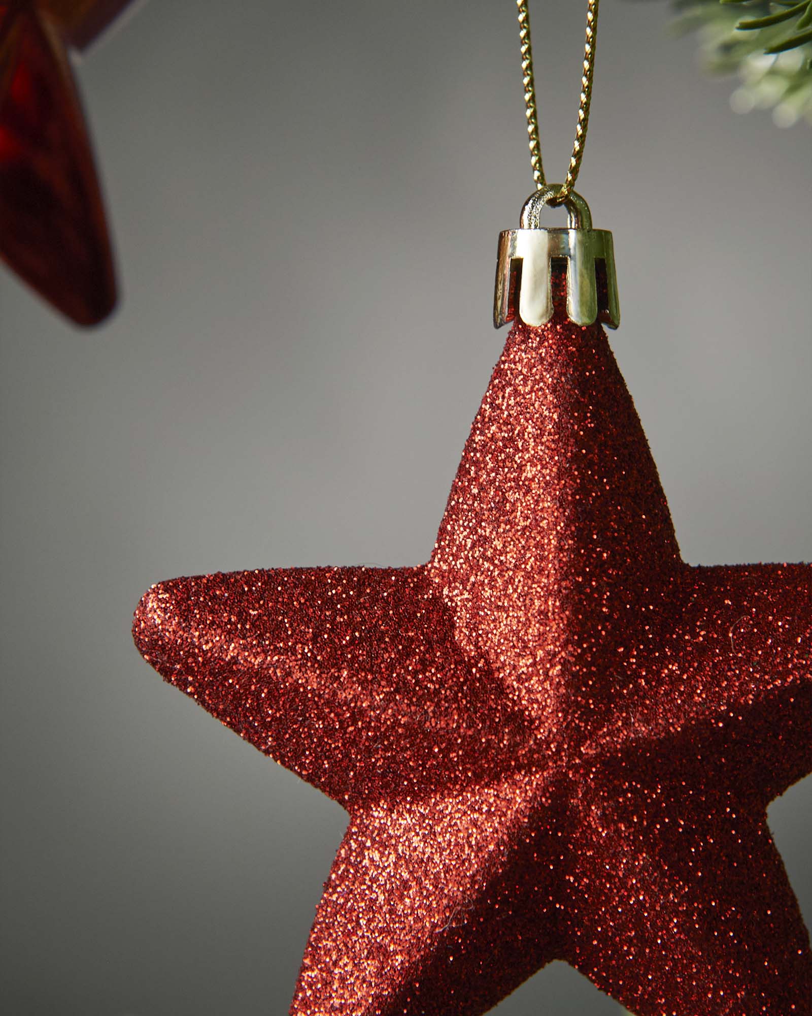 Set of 12 Hanging Stars, Red, 7 cm