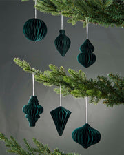 Set of 12 Paper Decorations, Sage Green, 10 cm