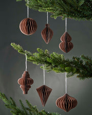 Set of 12 Paper Decorations, Mocha, 10 cm