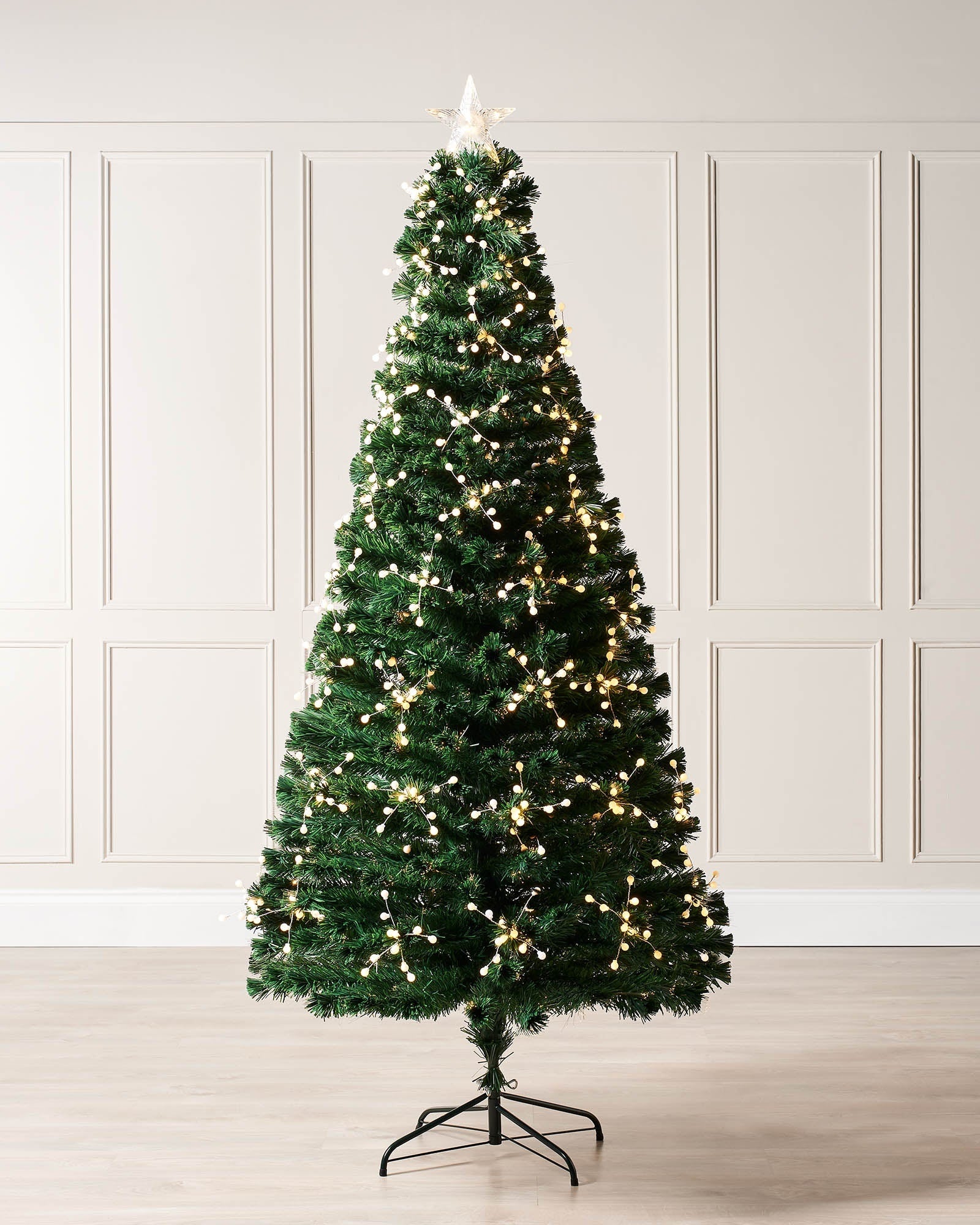 7 ft pre-lit berry cluster fibre optic Christmas tree fully displayed
