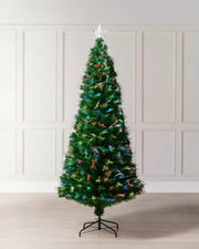7ft fibre optic Christmas tree displayed indoors with colour-changing lights and illuminated star tree topper