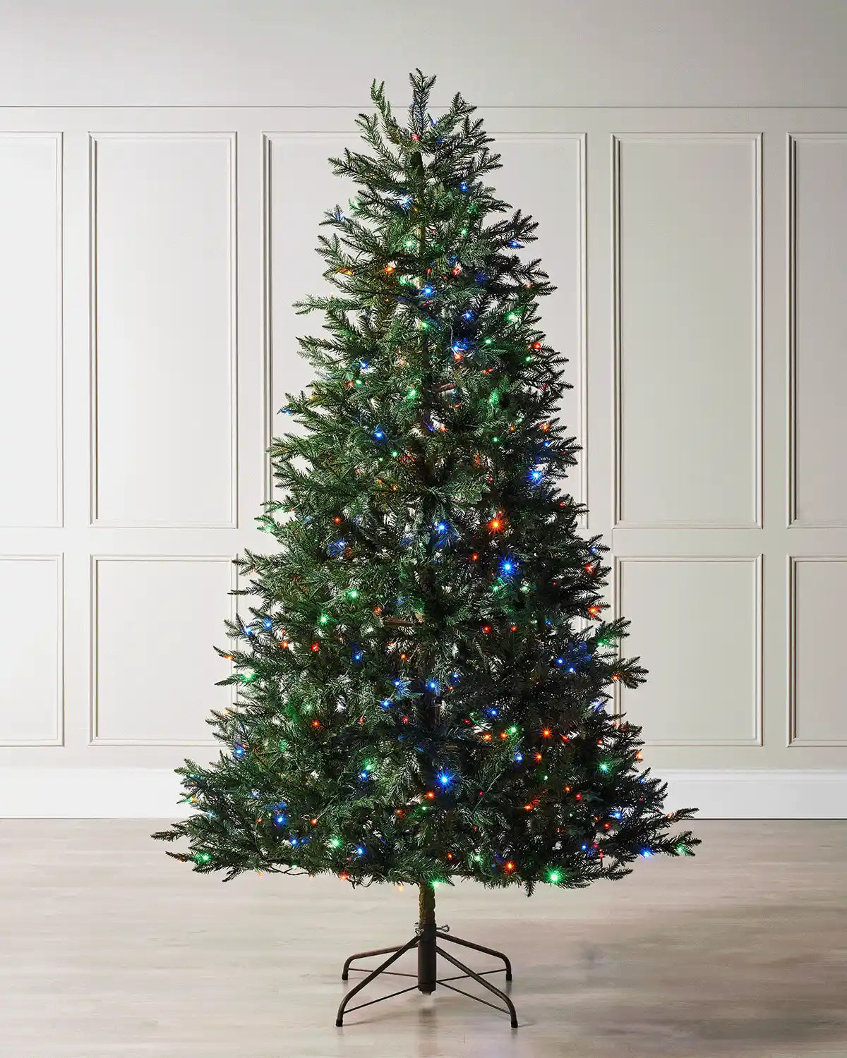 7 ft mixed pine Christmas tree displayed with multicolour LED lights