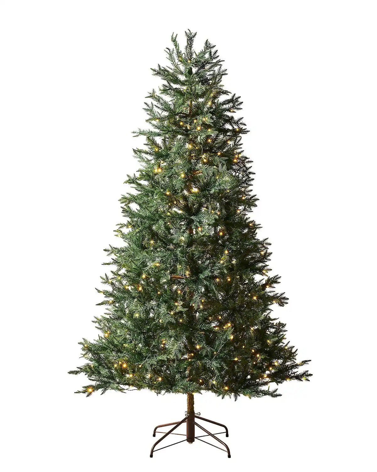 7 ft pre-lit mixed pine natural bark Christmas tree on a white background