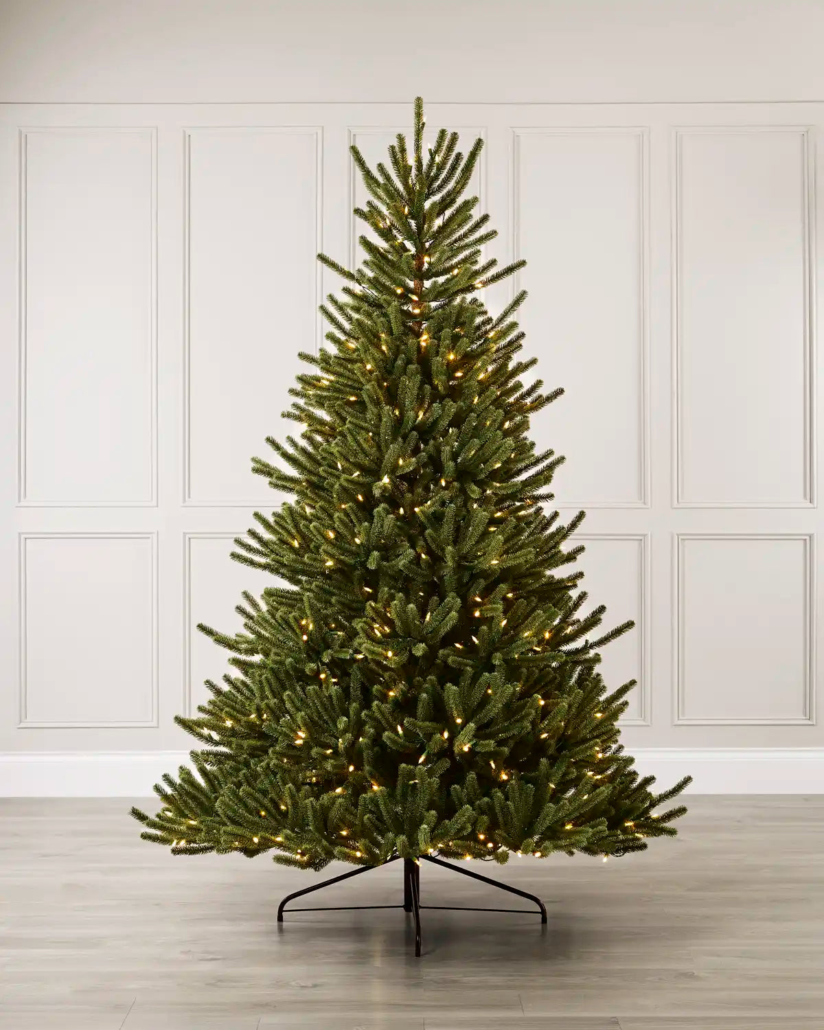 8ft Pre-Lit Empress Fir Christmas Tree with warm white lights, shown fully assembled