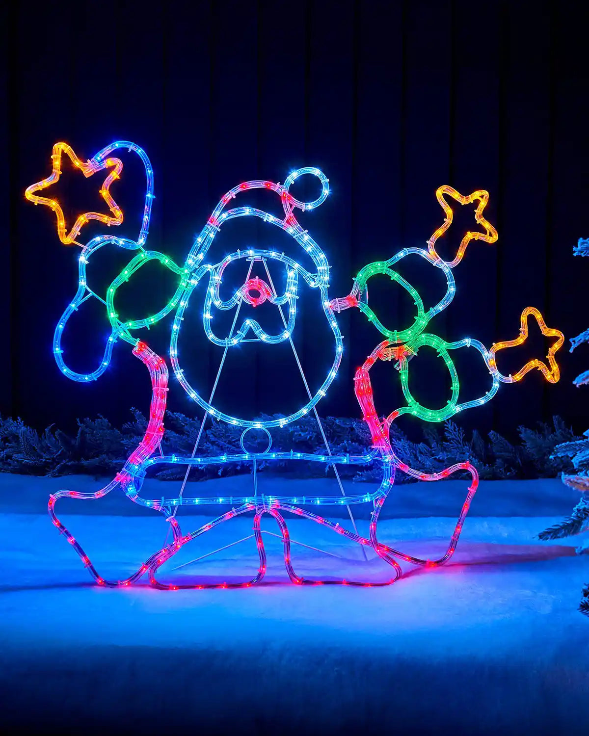 90cm animated Santa rope light display with multi-coloured LEDs