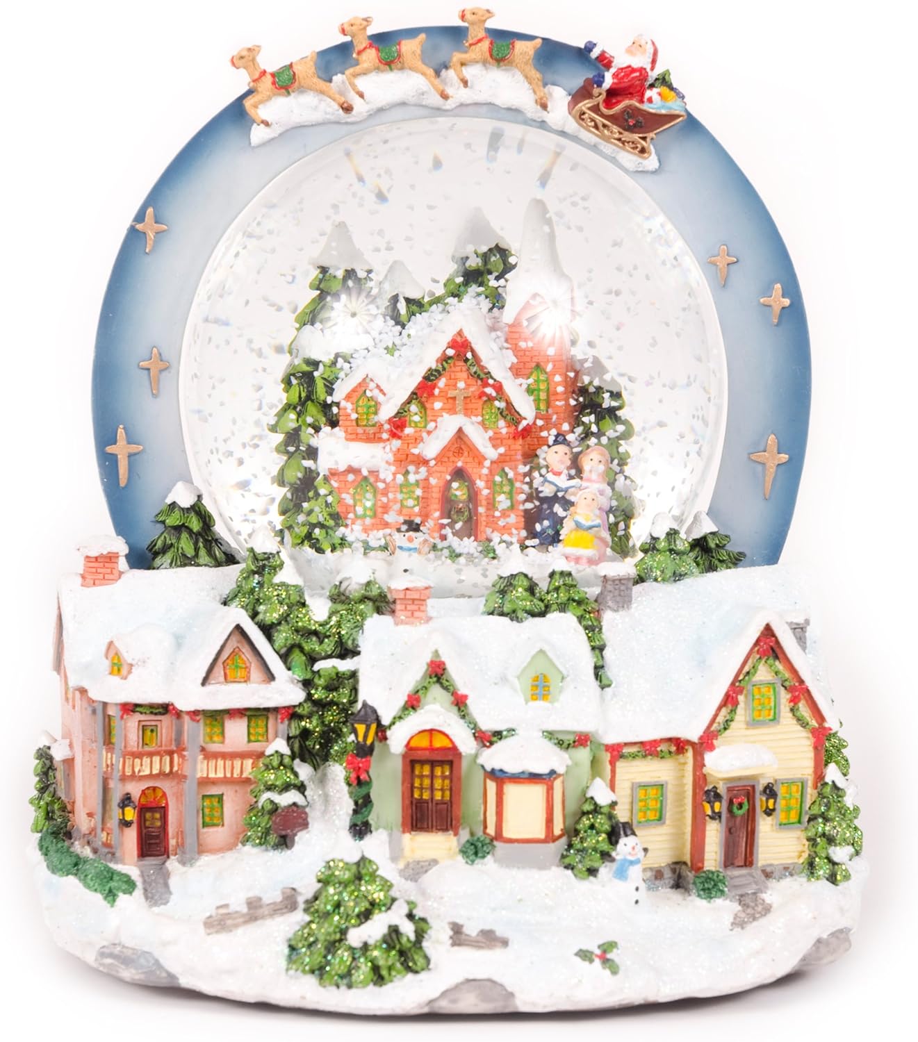 Animated Village Scene Musical Snow Globe, 20 cm