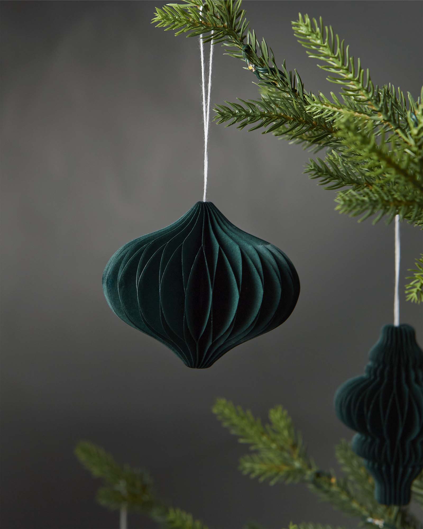 Set of 12 Paper Decorations, Sage Green, 10 cm