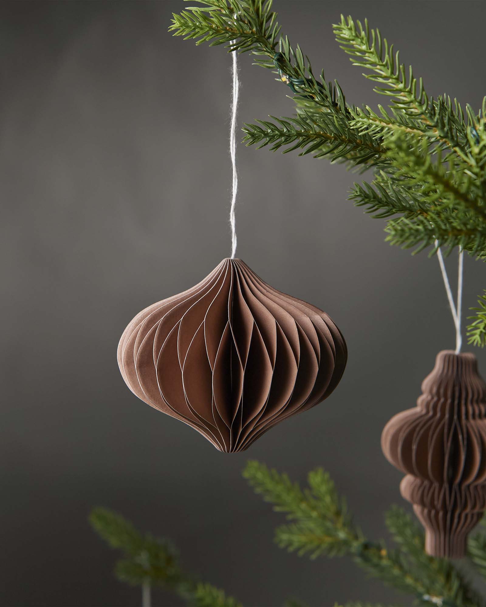 Set of 12 Paper Decorations, Mocha, 10 cm