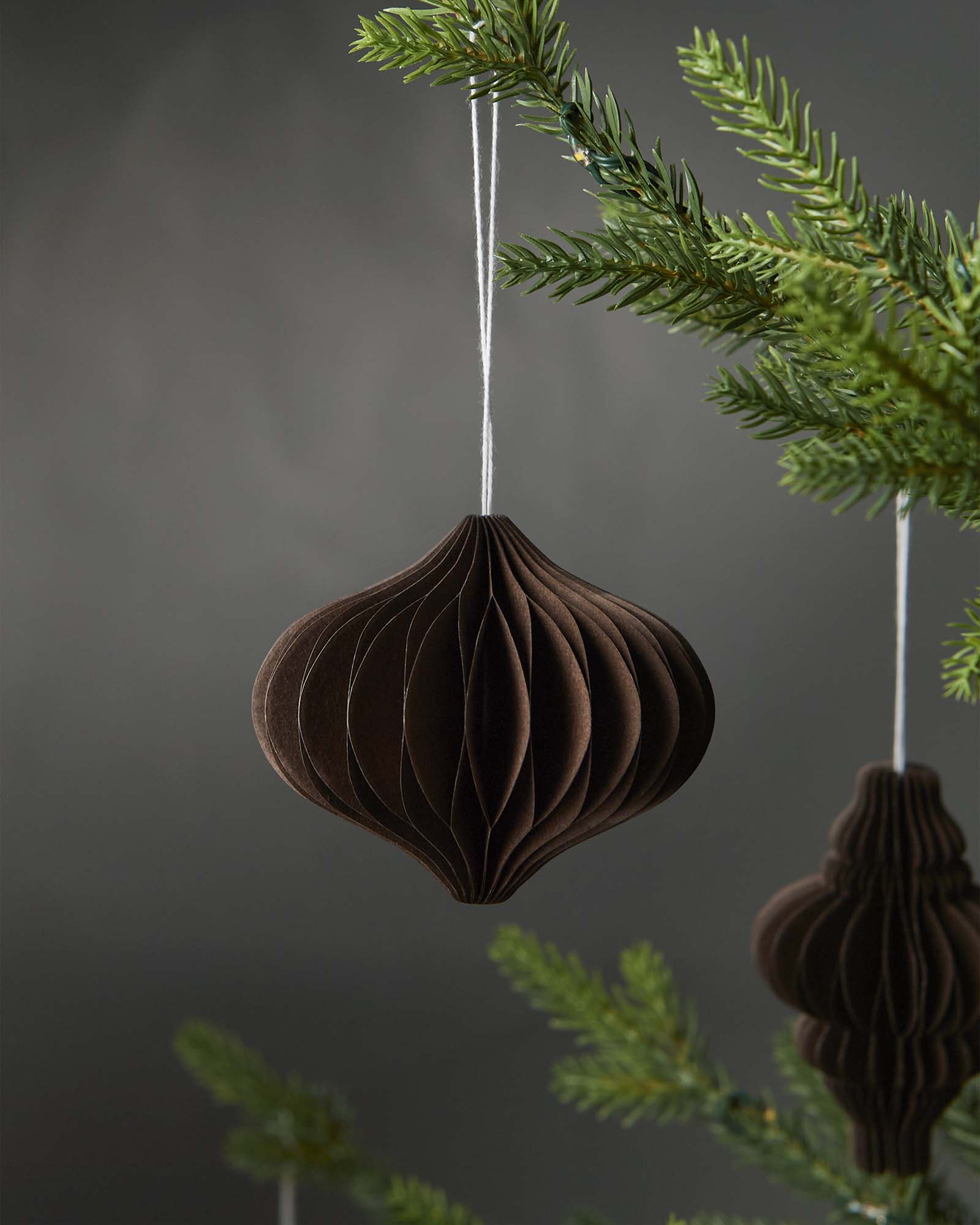 Set of 12 Paper Decorations, Espresso, 10 cm