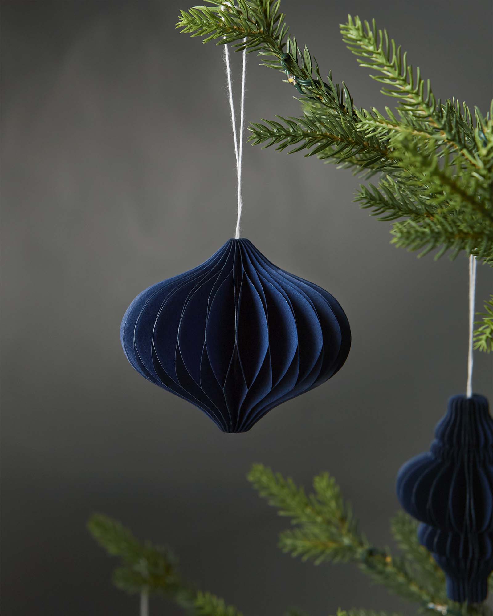 Set of 12 Paper Decorations, Navy, 10 cm