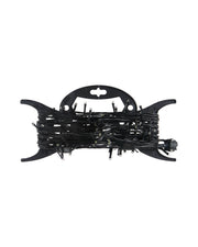 Black string lights coiled on a black plastic spool with a hanger tab, shown against a plain white background.