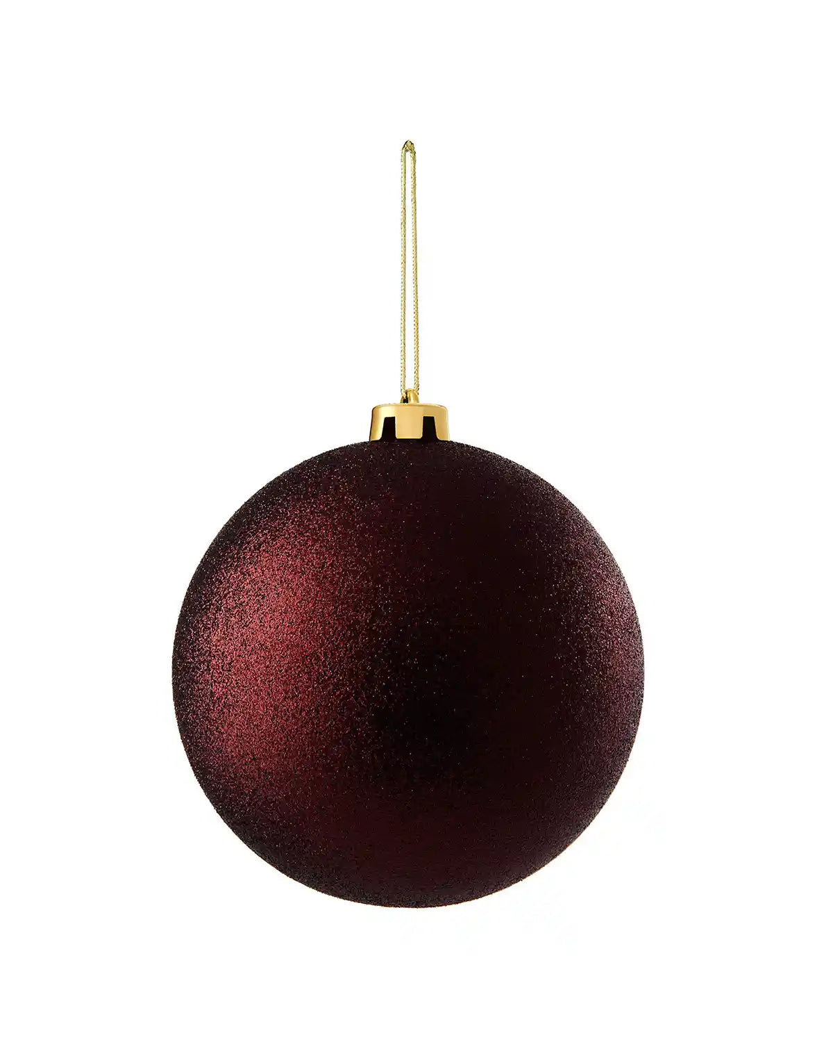 Burgundy glitter oversized 15cm bauble on a white background 