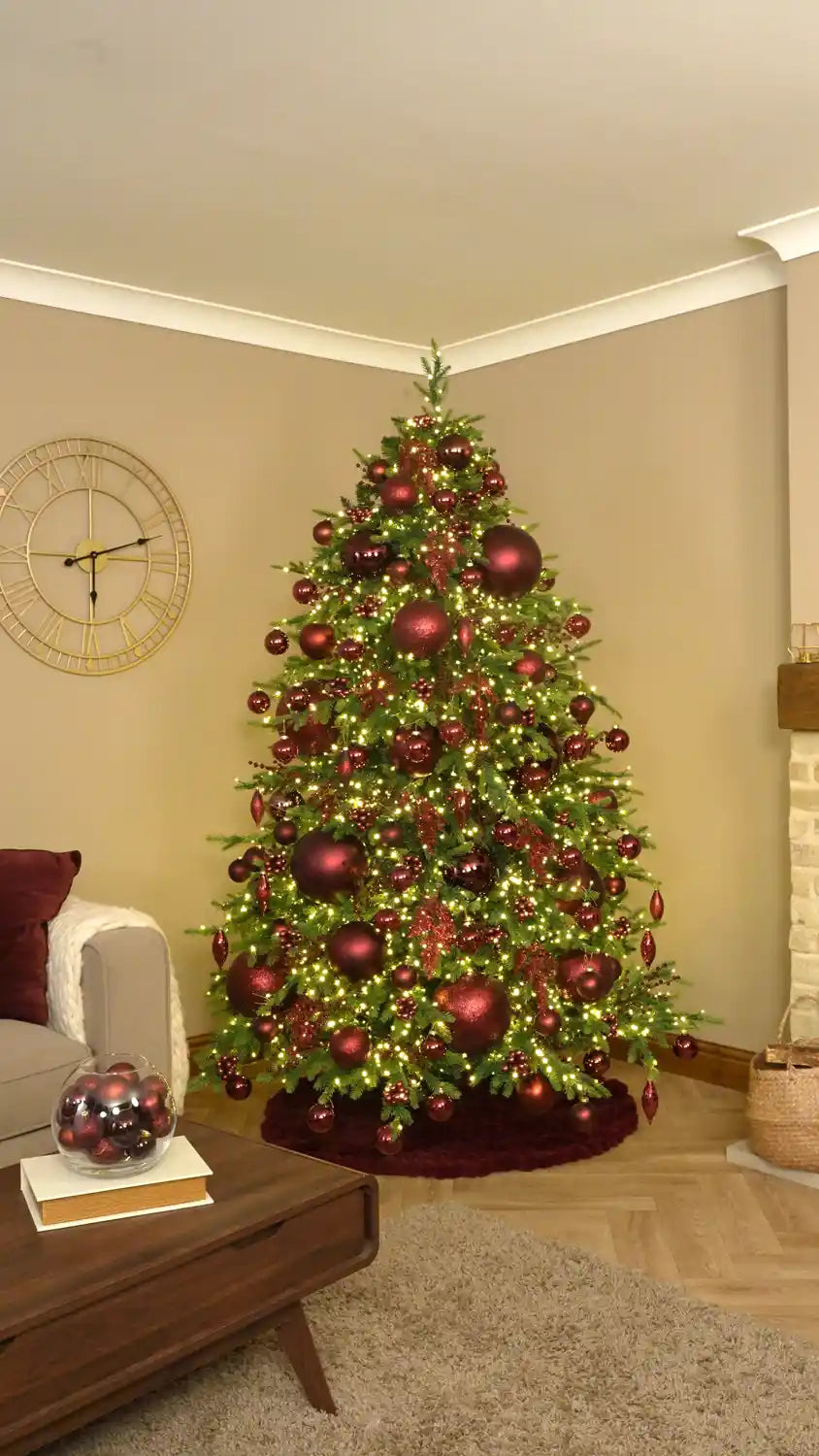 Finish the Branches with Burgundy Glass Baubles