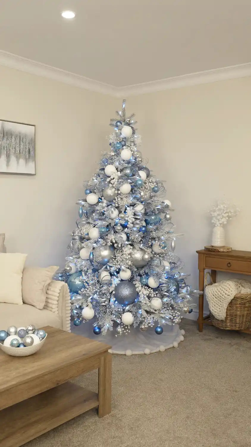 Finish with Ice Blue and Silver Glass Baubles
