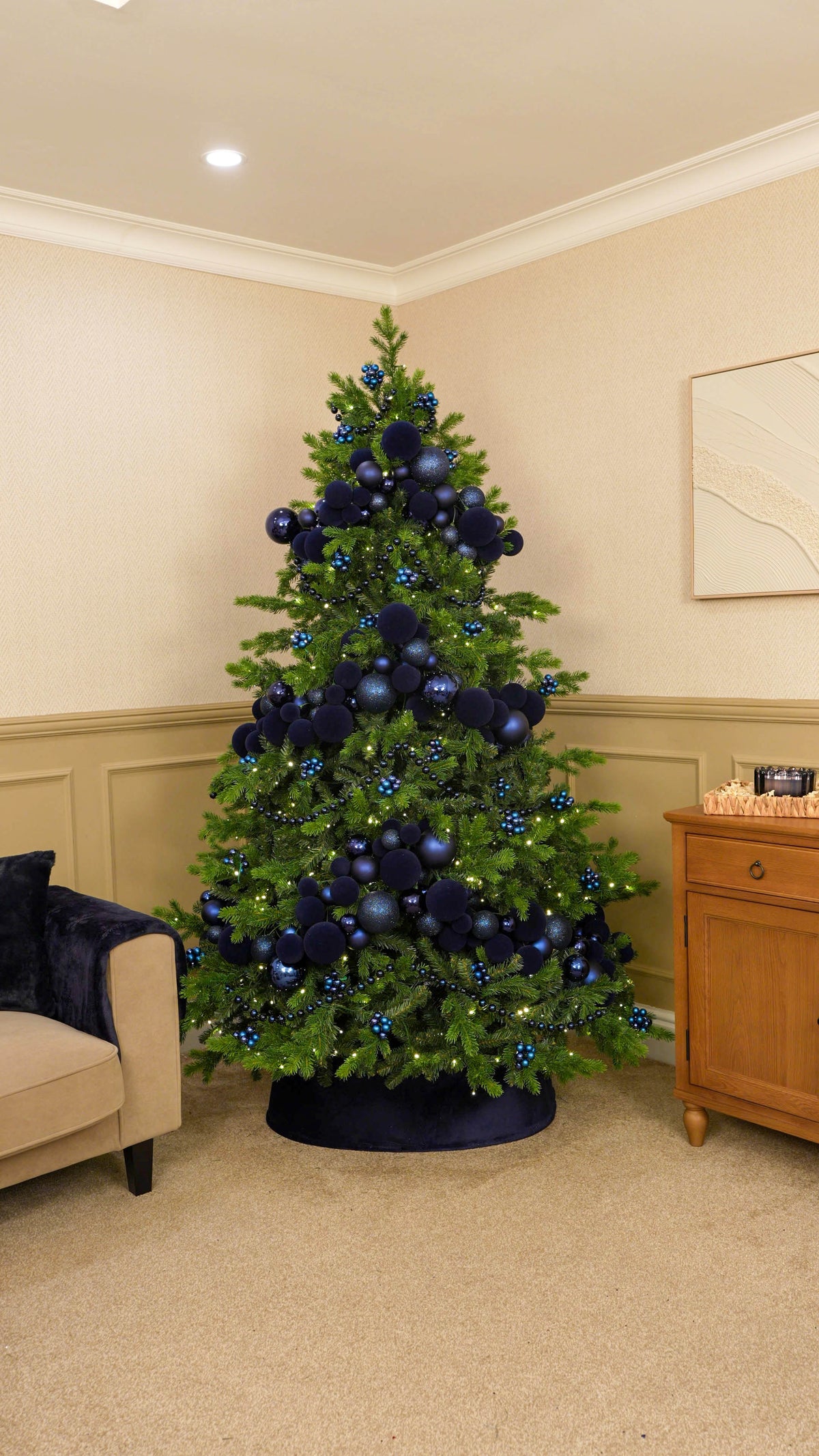 Fill the Tree with Navy Glass Berry Clusters