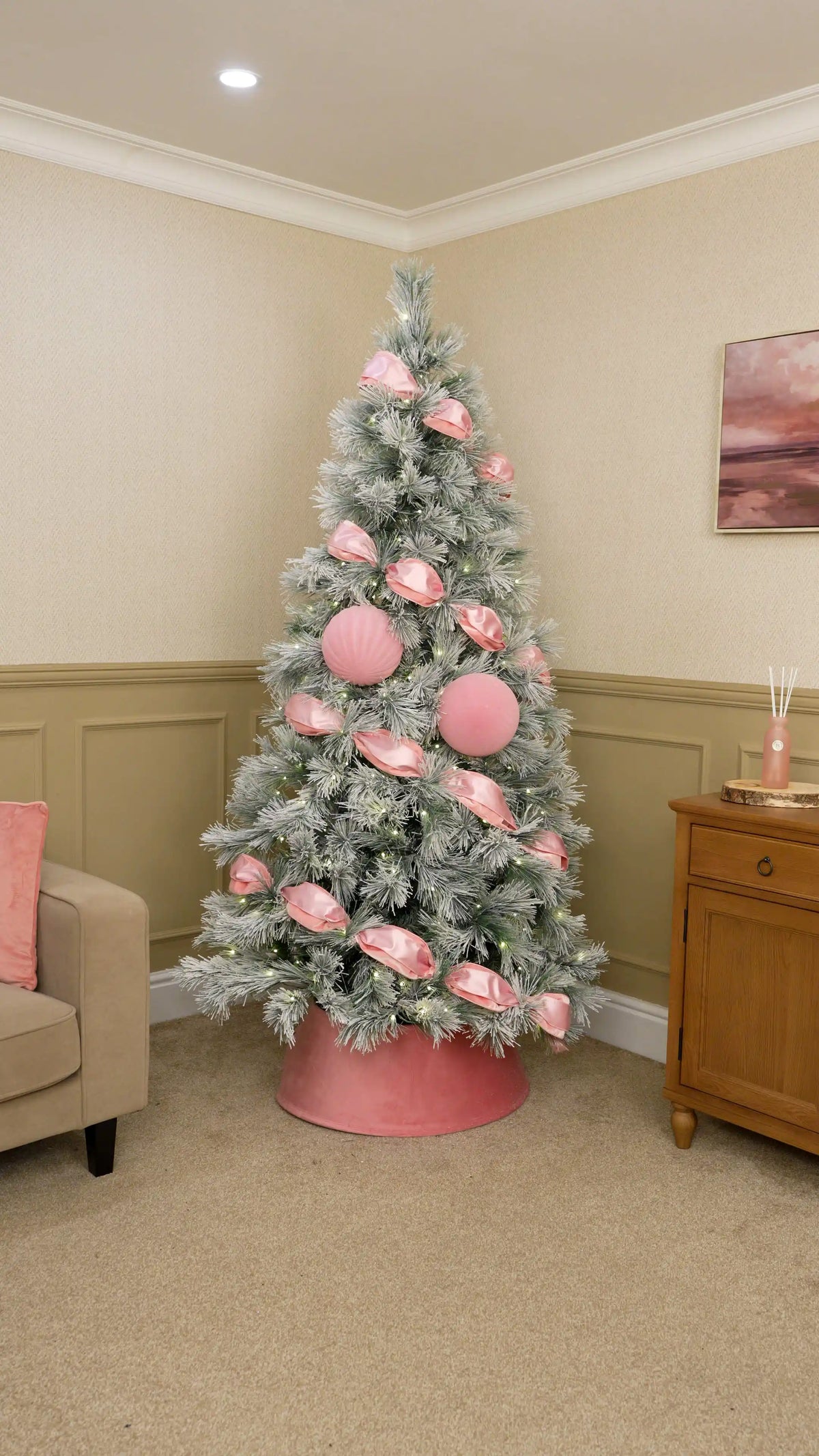 Add 20cm Pink Velvet Baubles