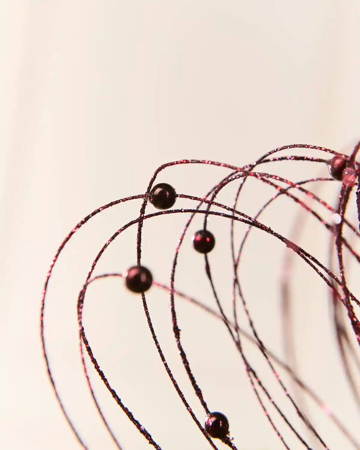 Burgundy Glitter Nest Christmas Tree Pick highlighting the glitter details and Burgundy balls
