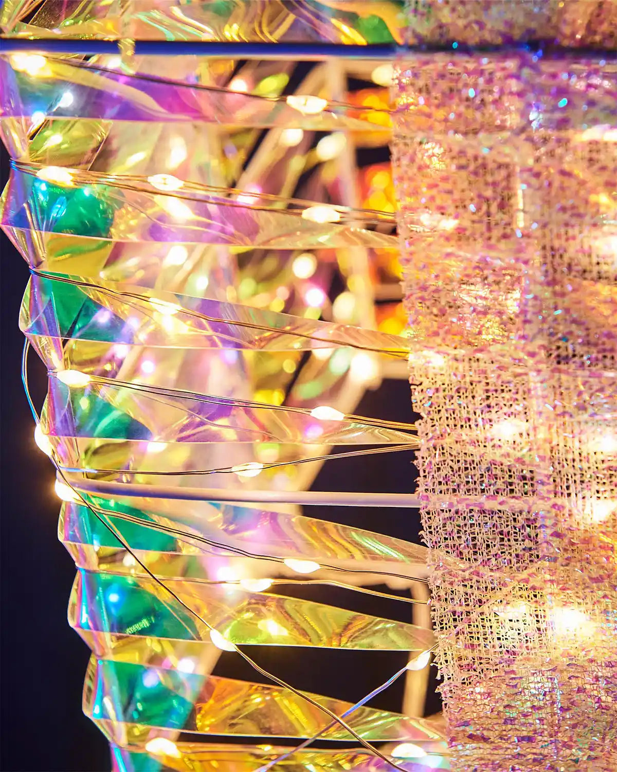Close-up of a colorful, textured object with a blurred background