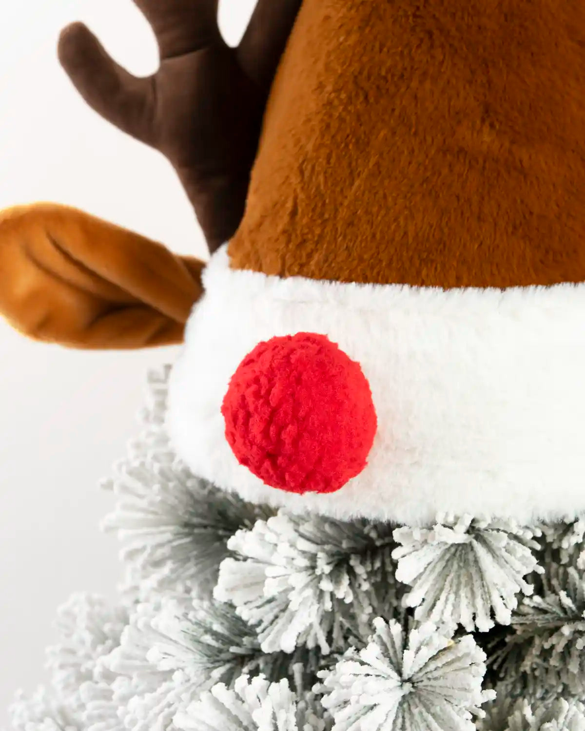 Close-up of plush reindeer details on the Reindeer Christmas Tree
