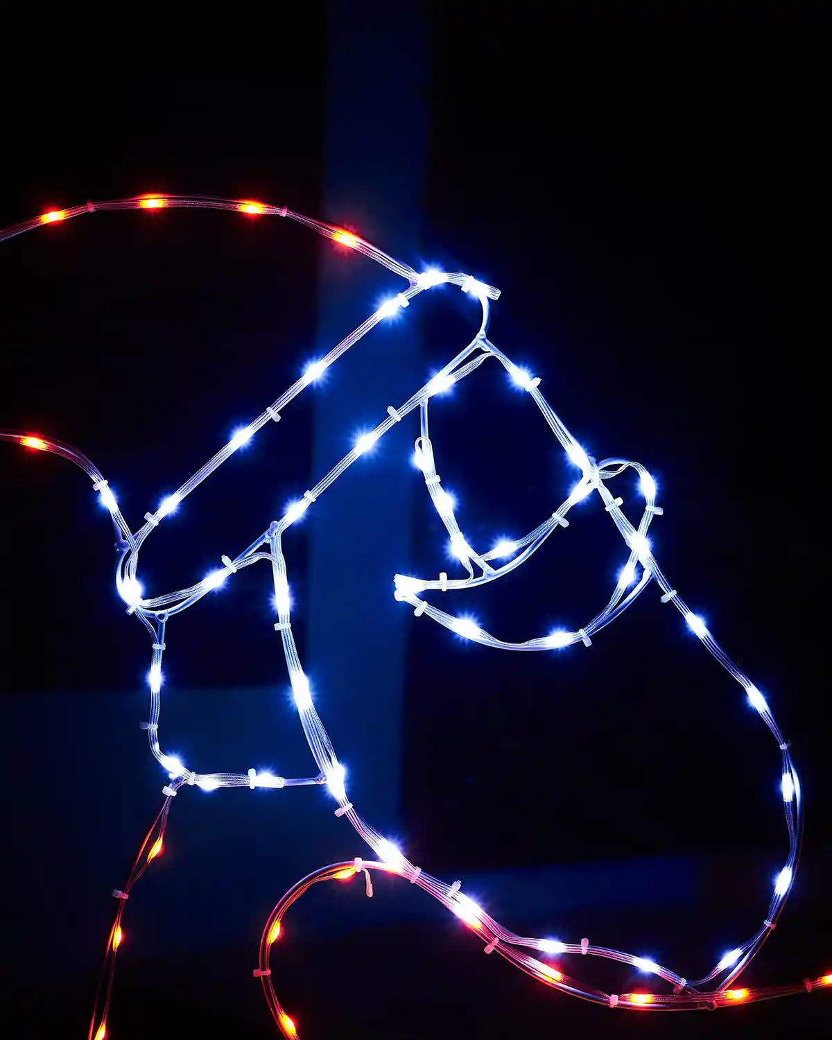 Close up of LED Santa's face and Red hat