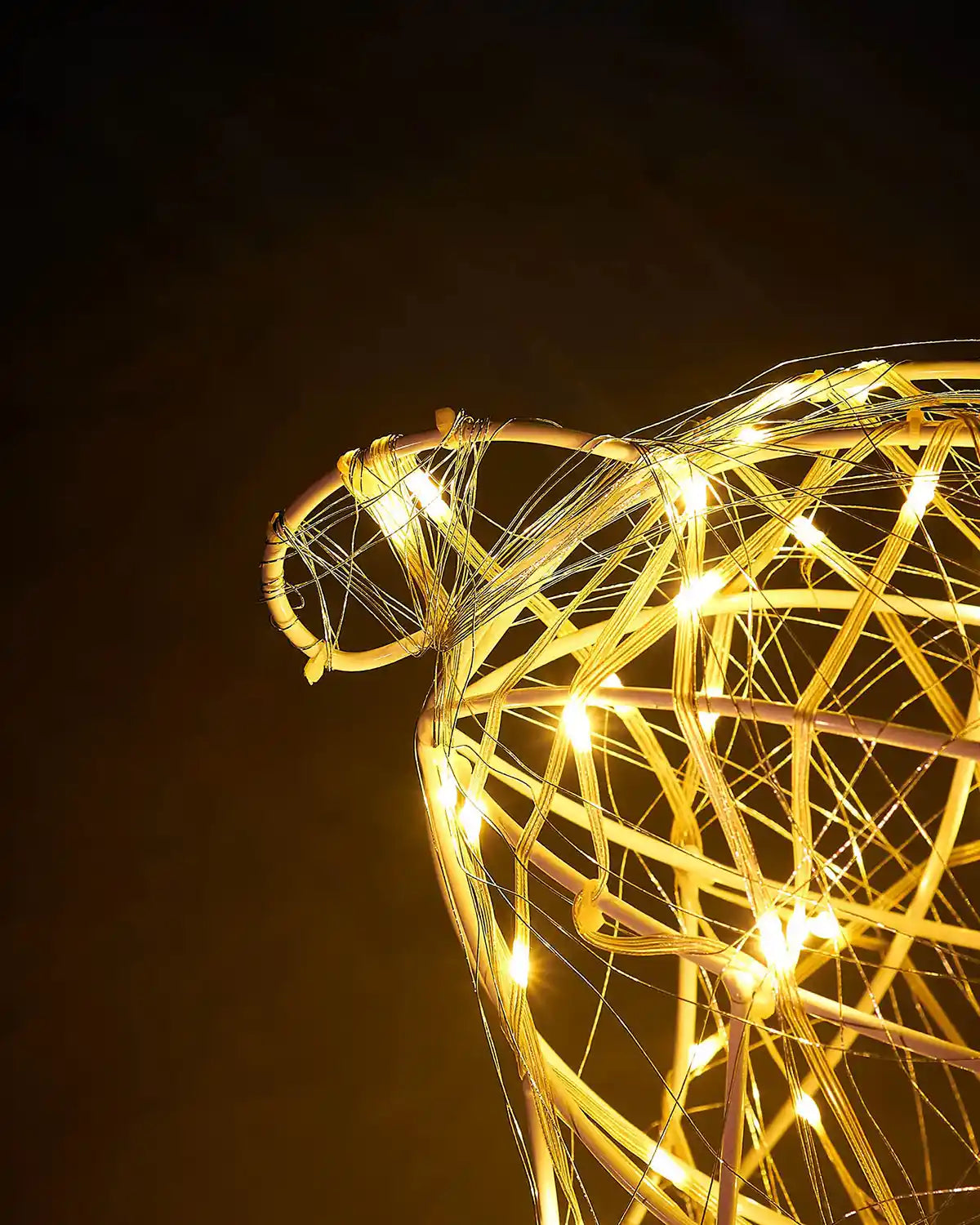 Close up of Stag LED Tail and string lights against a snowy floor