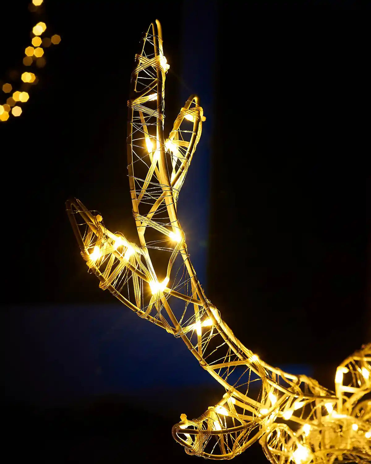 Close up of Stag LED antler against a dark background