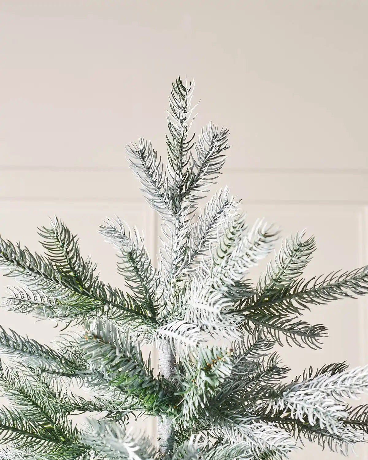 Close up of frosted top of Christmas tree PVC and PE tips 