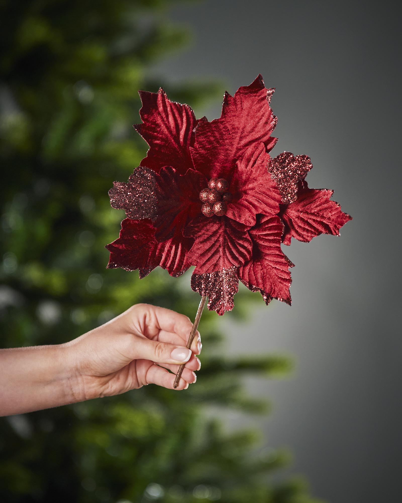 Red Artificial Poinsettia Flower, 26 cm