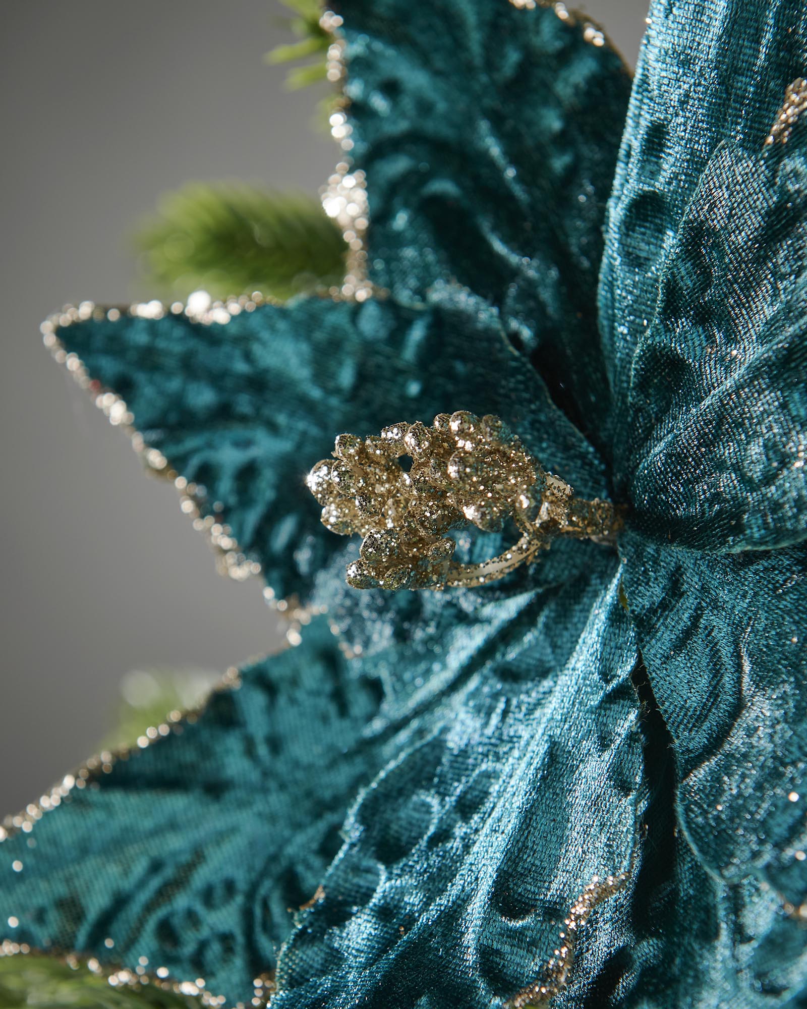 Turquoise Artificial Poinsettia Flower, 28 cm