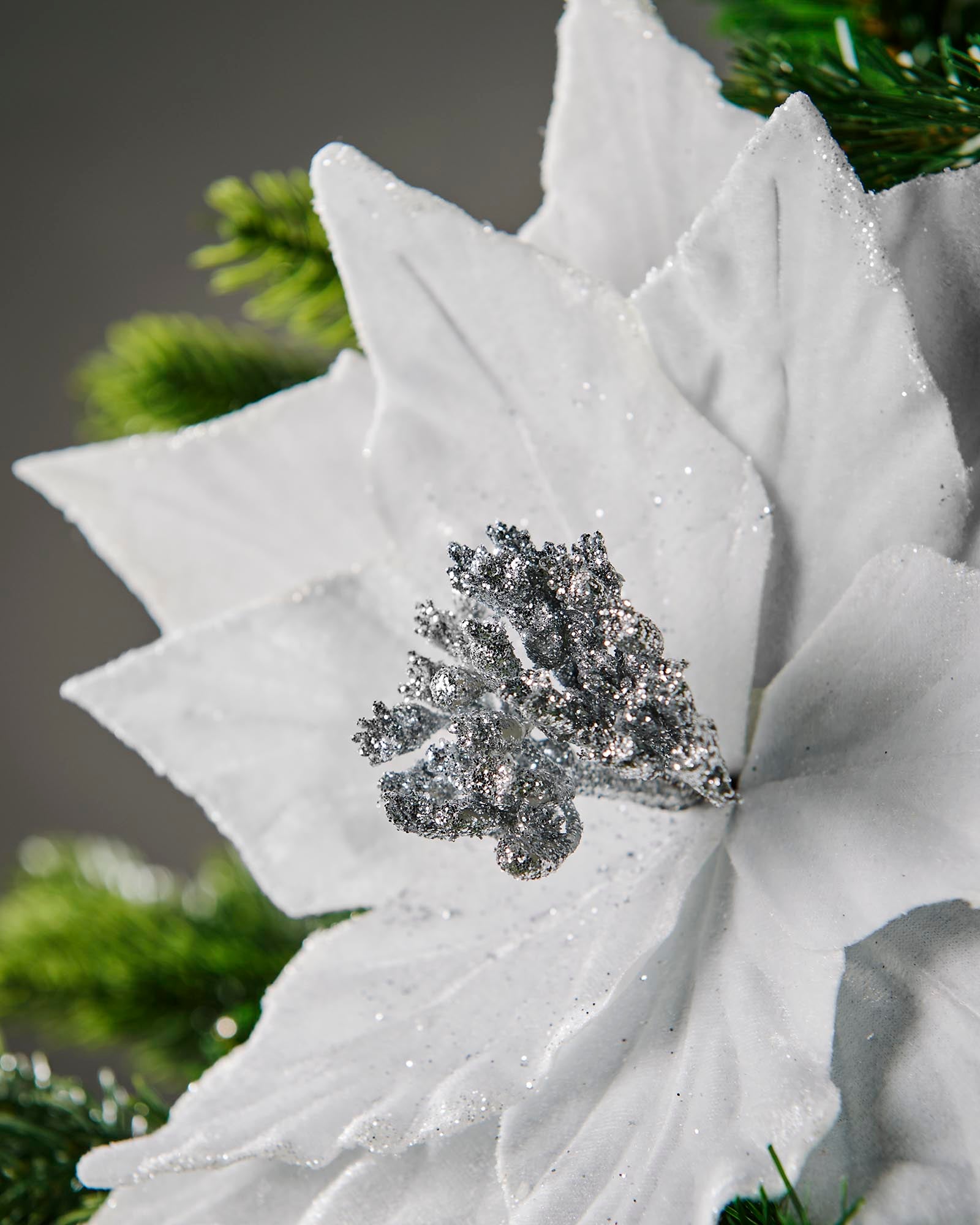 White Artificial Poinsettia Flower, 26 cm
