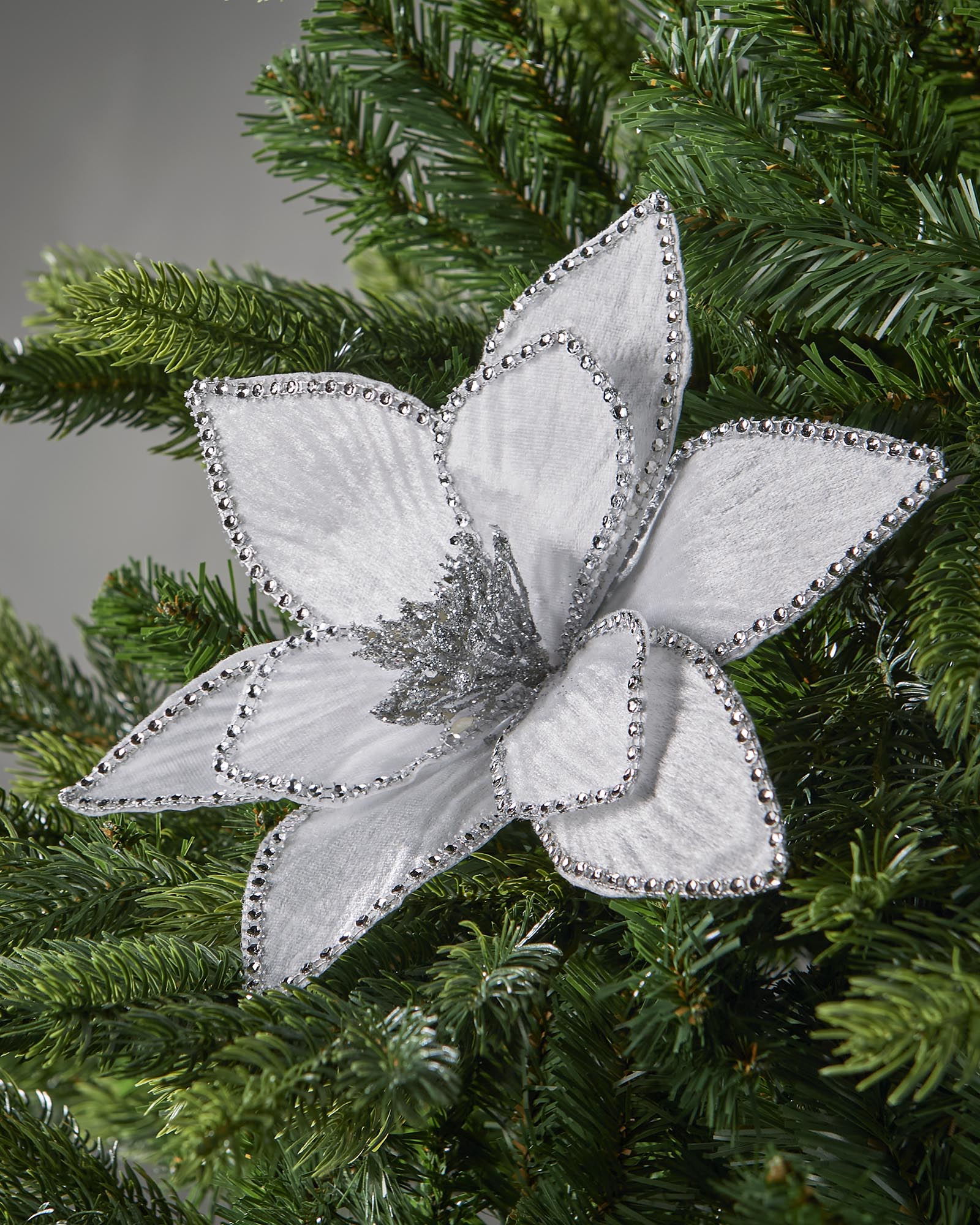 White Artificial Poinsettia Flower, 24 cm