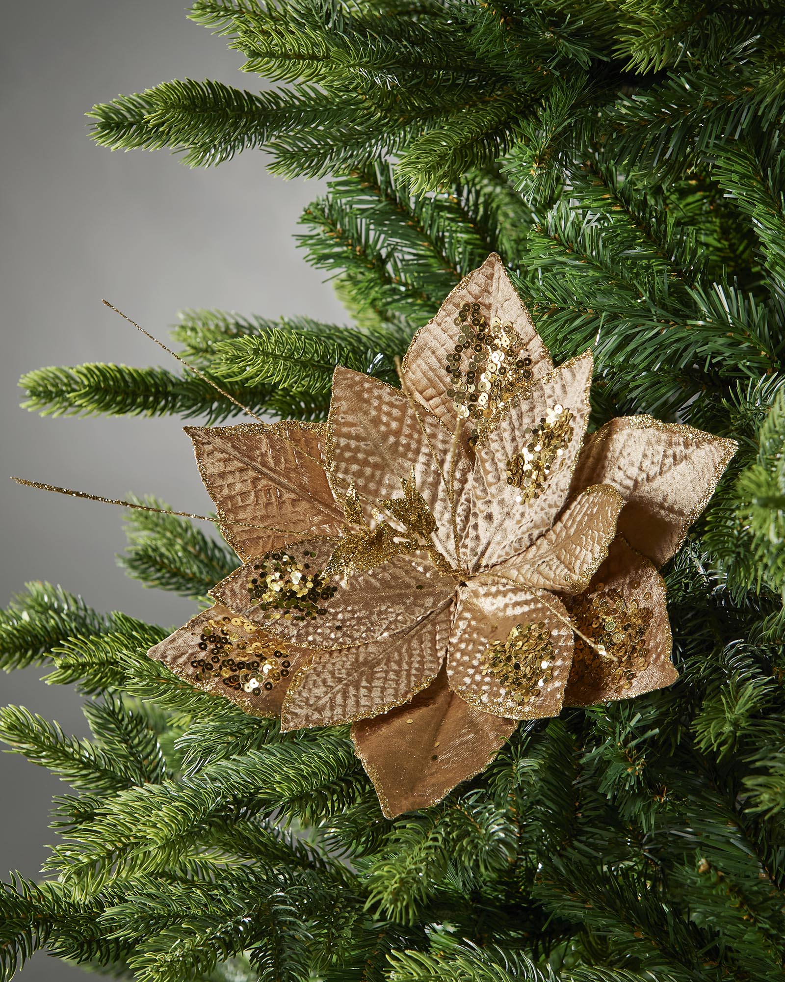 Gold Artificial Poinsettia Flower, 30 cm