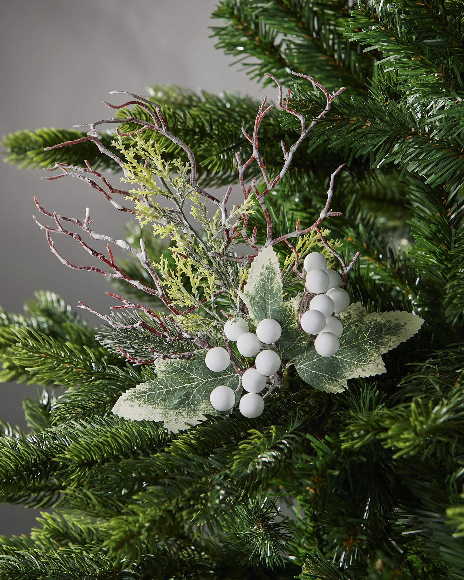 White Artificial Frosted Berries Pick, 31 cm