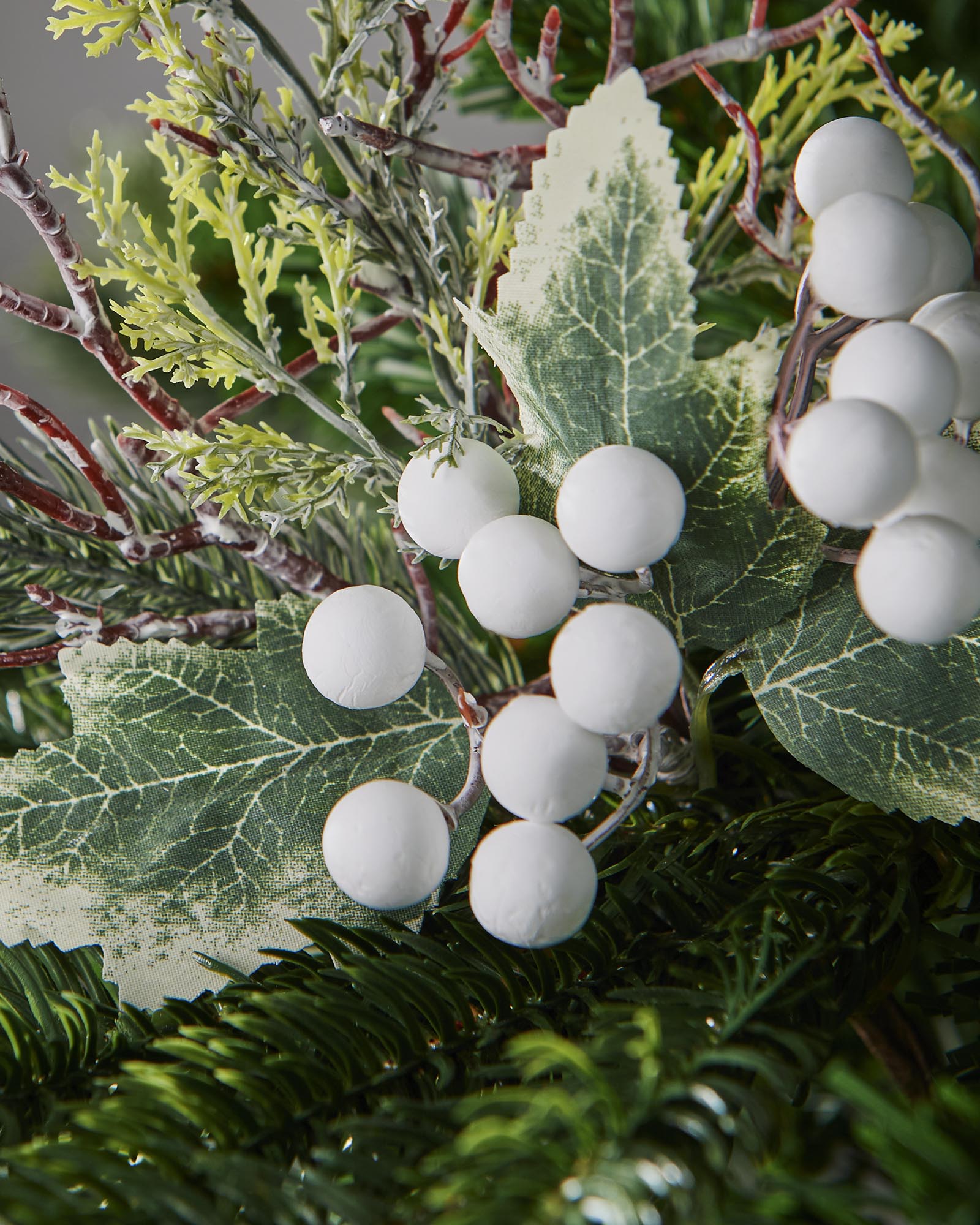 White Artificial Frosted Berries Pick, 31 cm