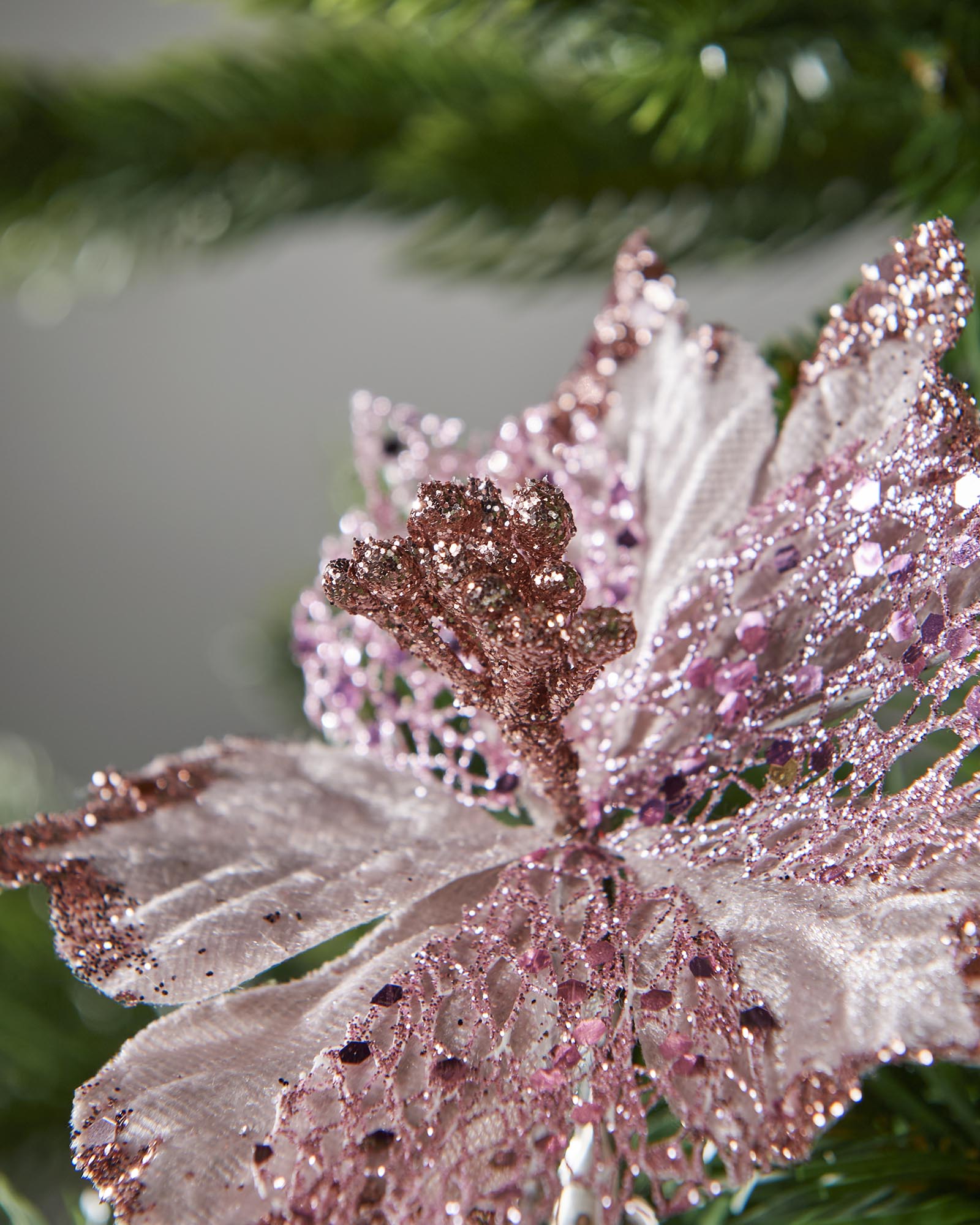 Set of 3 Baby Pink Artificial Poinsettia Flowers with Clip, 12 cm