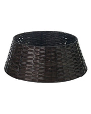 Dark brown woven rattan tree collar on a white background