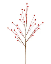 Decorative Christmas tree spray with glitter red berries on a white background