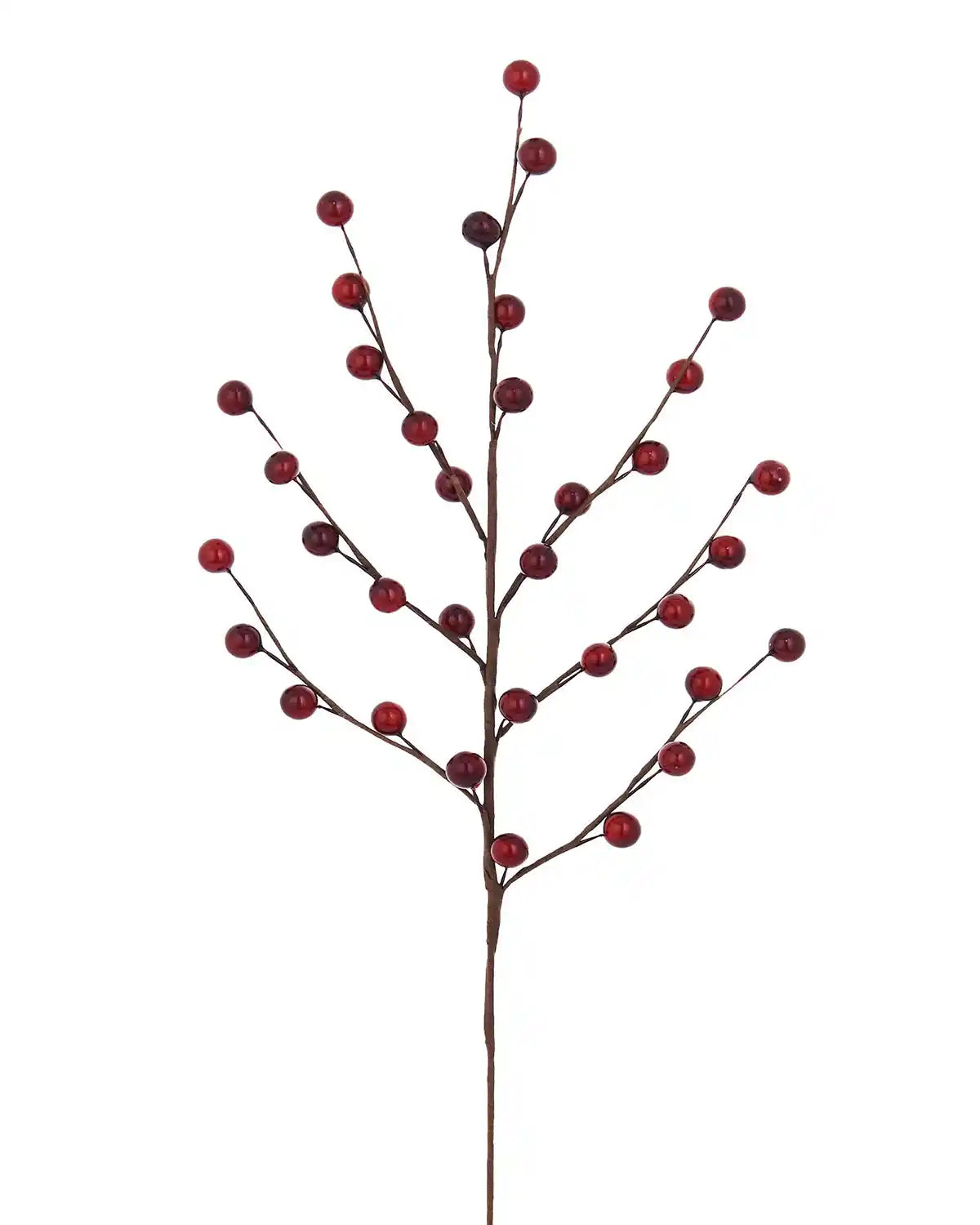 Deep red berry Christmas tree spray on a white background