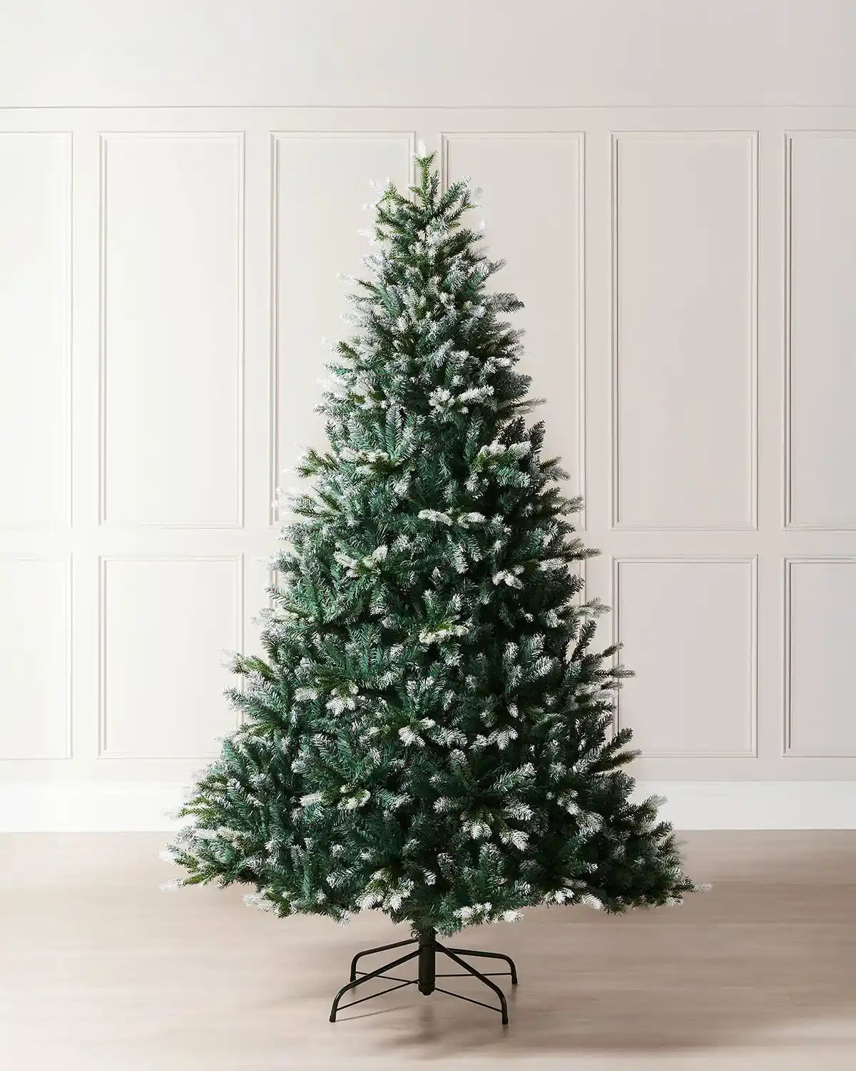 Evergreen Snow Flocked Tip Christmas Tree, 7ft on a panel textured background
