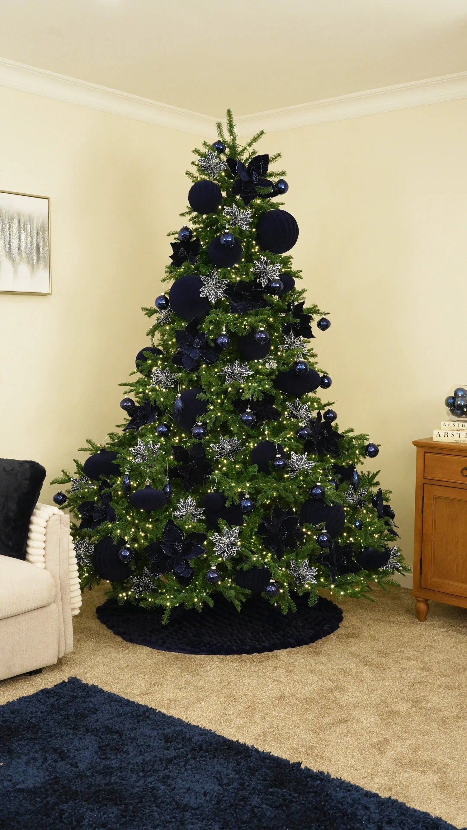 Add Navy Glass Baubles