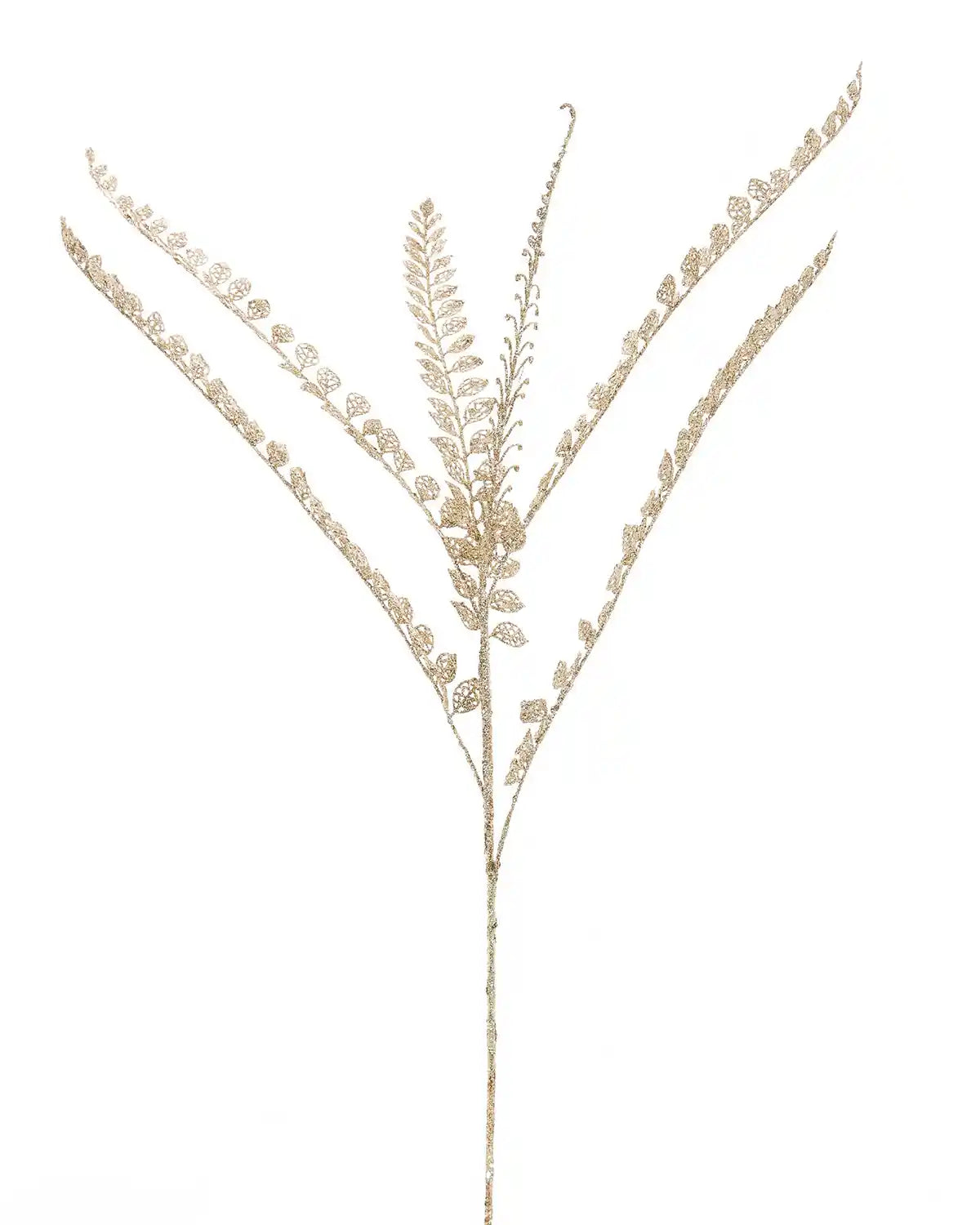 Glitter Gold leaf Christmas tree spray on a white background