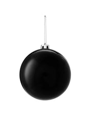 Gloss black oversized 15cm bauble on a white background