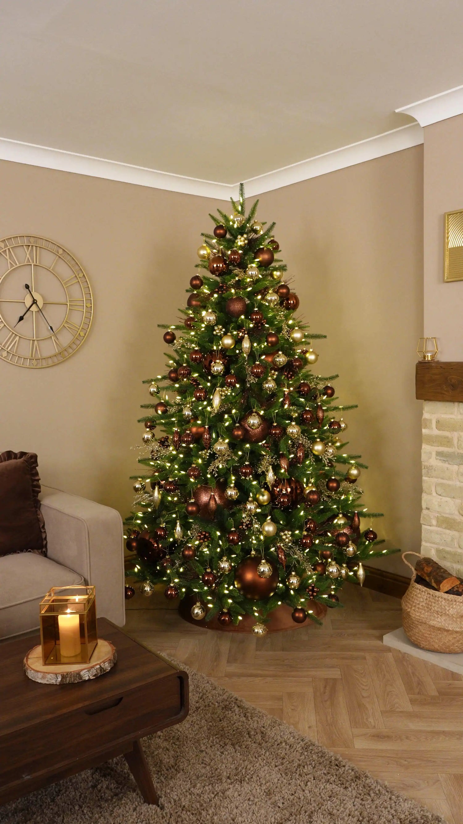 Finish the Branches with Espresso and Gold Glass Baubles