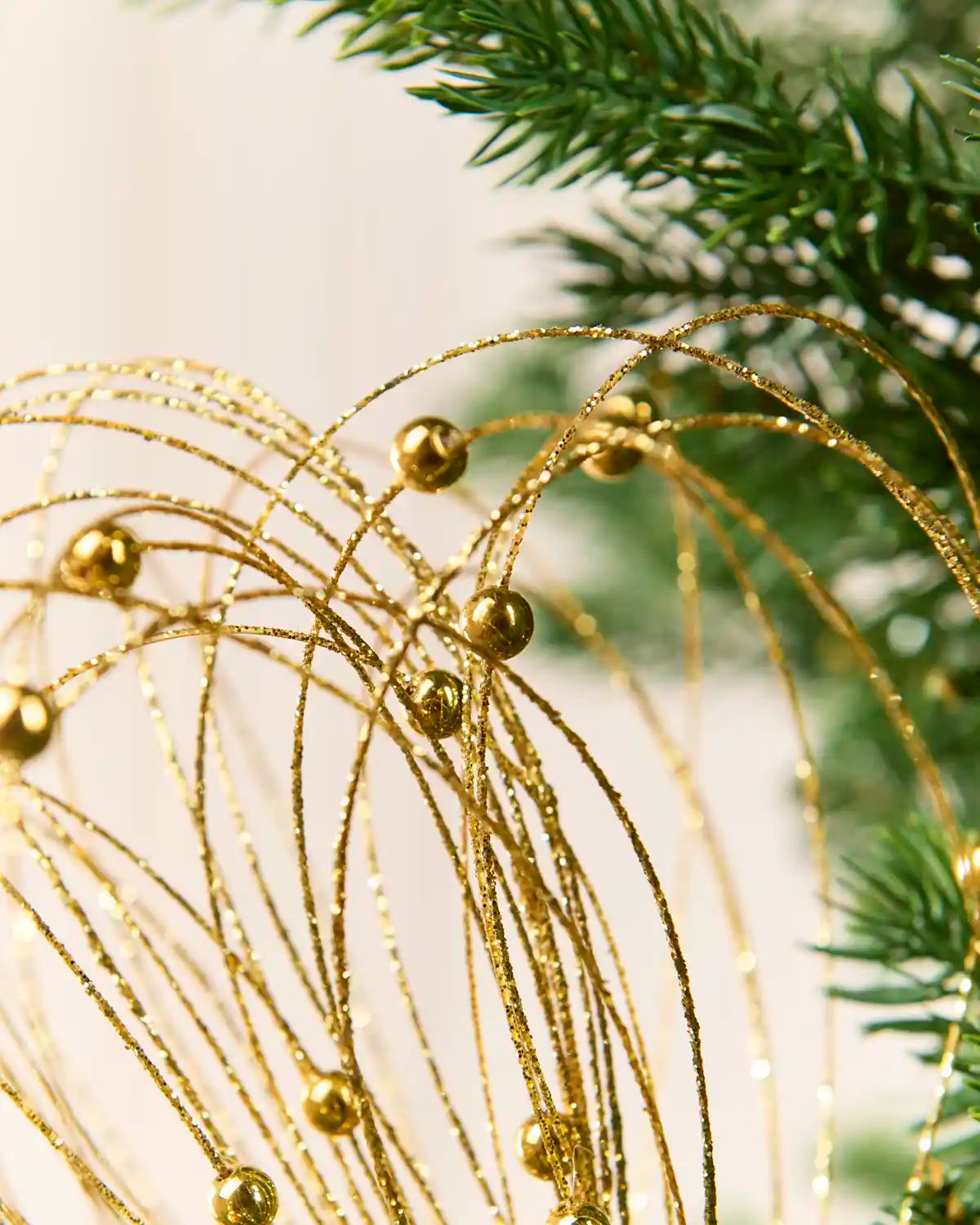 Gold Glitter Nest Christmas Tree Pick highlighting the glitter details