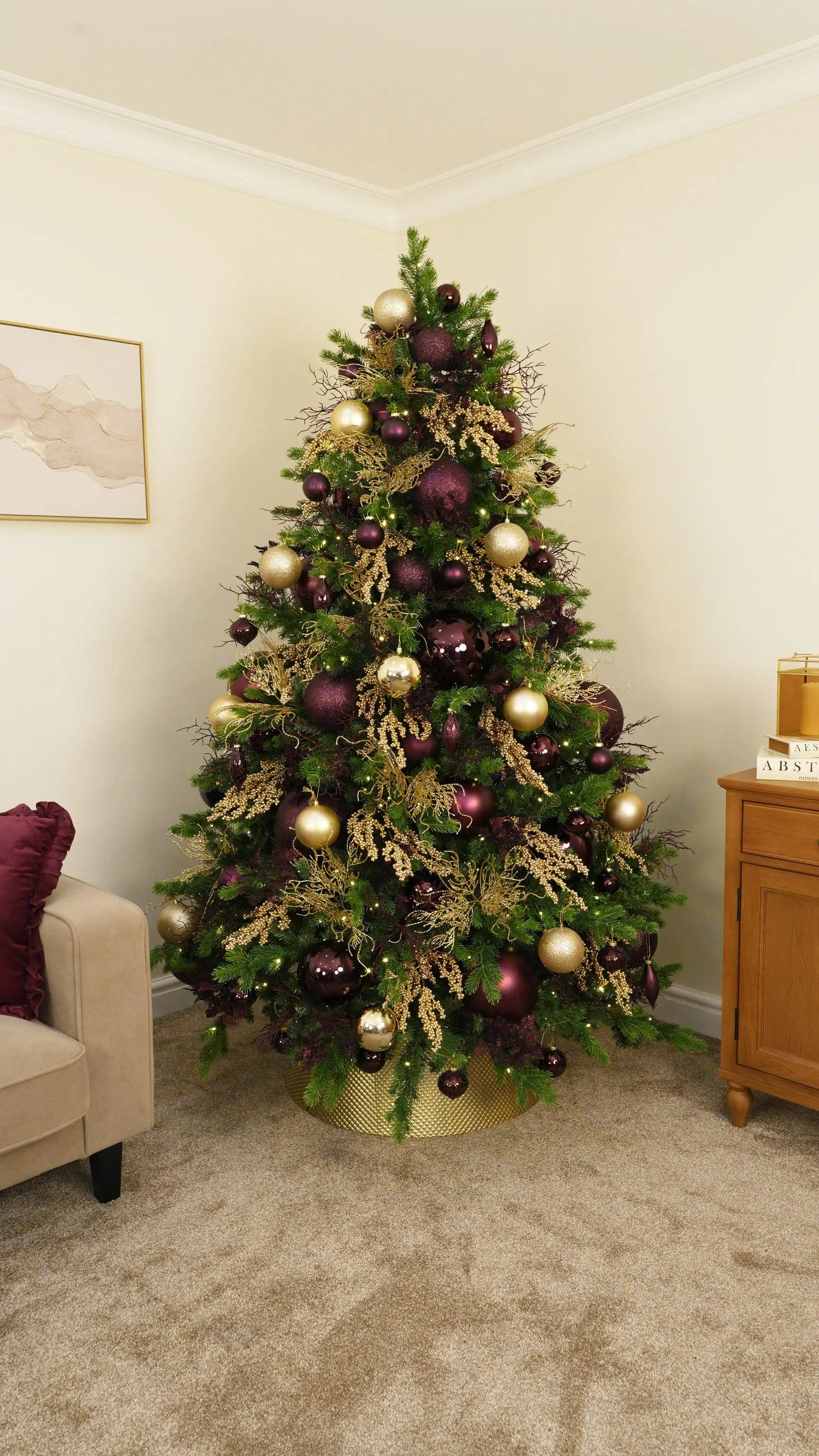 Finish the Branches with Purple Glass Baubles